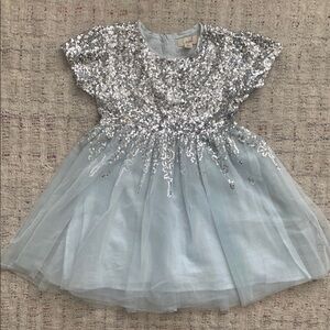 Nordstrom Peek Silver & Blue Cinderella Elsa Disney costume princess Dress sz 8